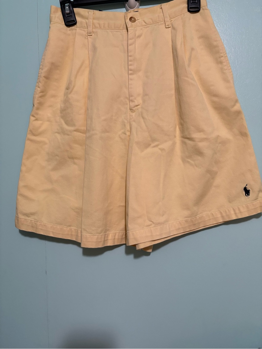 Polo by Ralph Lauren Pale Yellow Women's Pleated Chino Bermuda Shorts